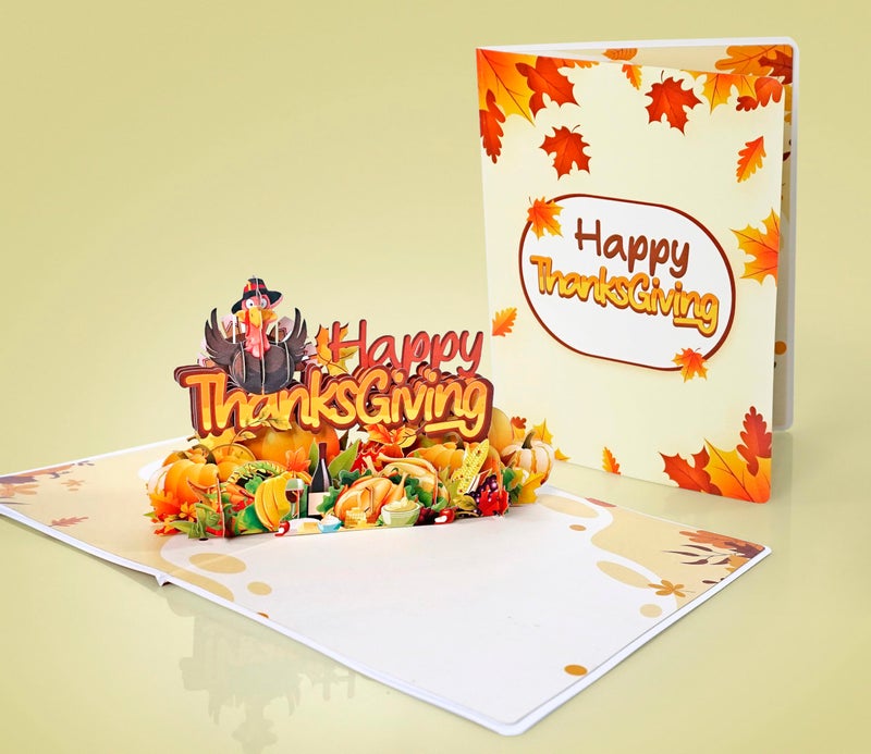 CUT POPUP.COM CUTPOPUP Happy Thanksgiving Card Pop Up, Thanksgiving Card Pop Up, Fall Greeting Thank You Holiday Card (Thanksgiving Text) - Image 3